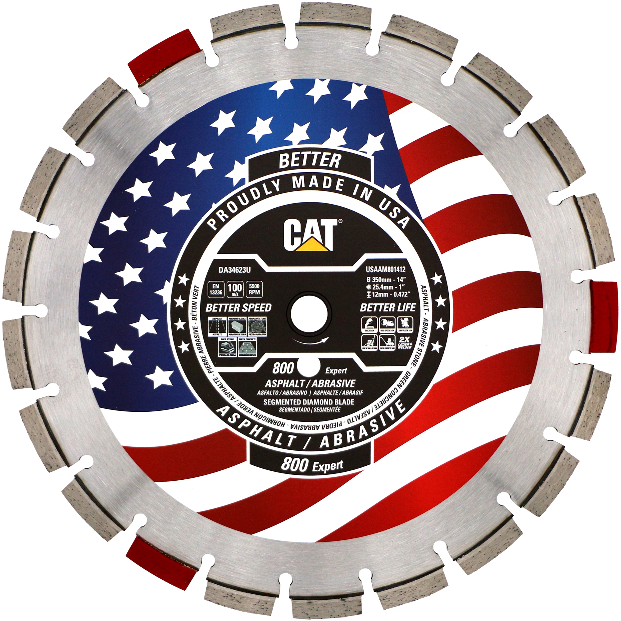 CAT, Cat 800 Expert Made in US Abrasive Materials 14in., Blade Diameter 14 in, Included (qty.) 1 Model# DA34623U